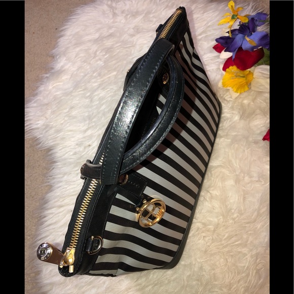 HP 🌺RARE stripe large satchel with long strap🌺 - Picture 3 of 13